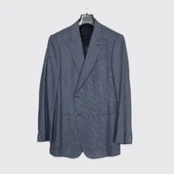 Ermenegildo Zegna Jacket Size EU56 Black Blue Silk Blend Manhattan Made in Italy