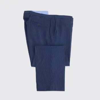 Incotex Pants Size W40 Modern Fit Men Dark Navy Blue Striped Silk Seersucker