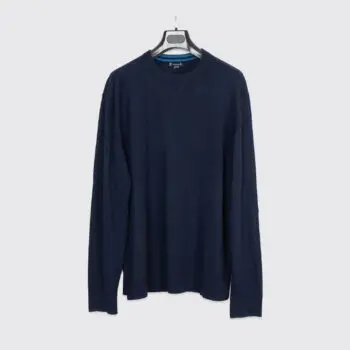 Smartwool Sweater Size 2XL Men Solid Navy Blue Wool Blend Knit Lightweight