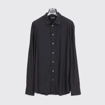 Emporio Armani Casual Shirt 2XL Men Black Stretch Lightweight Long Sleeve