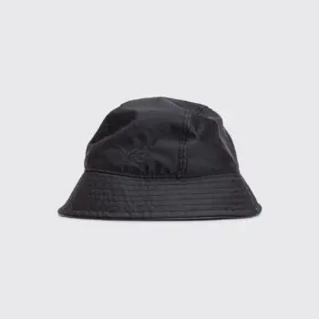 Y-3 adidas Bucket Hat One Size Solid Black Swirl Embroidered Logo Leather Trim