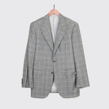 Oxxford Clothes Jacket Size 40R Men Gray Windowpane Check Wool Made in U.S.A.
