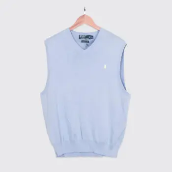 Polo Ralph Lauren Sweater Vest Size XL Men Light Blue Italian Pima Cotton Knit