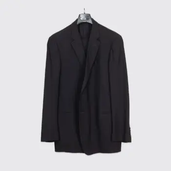 Armani Collezioni Suit Size 48 Long Black Wool Two Button Giorgio Made in Italy