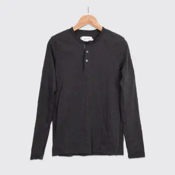 Wings & Horns Henley Shirt Size M Dark Gray Men Knit Pima Cotton Long Sleeve