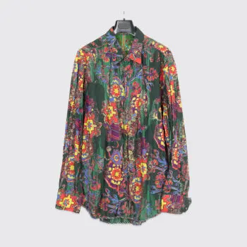 Robert Graham Shirt Size 3XL Dark Green Multicolor Paisley Print Cotton Poplin