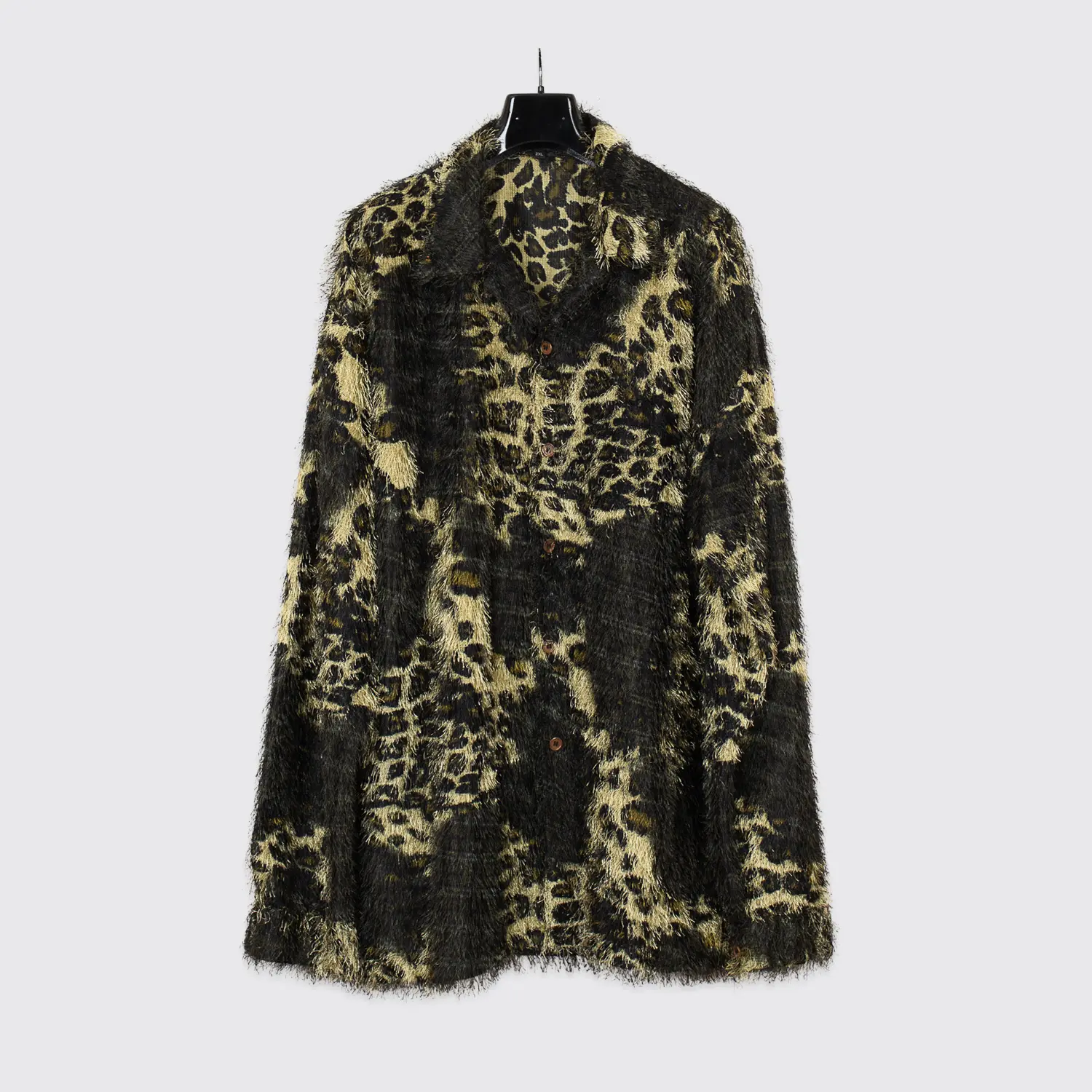 Maltos Animal Print Shirt Size 2XL Men Fringe Fur Sheer Polyester