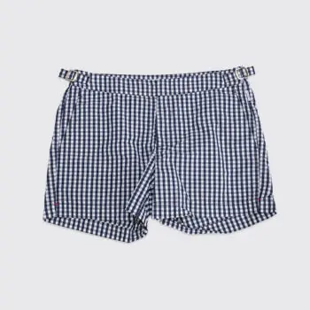 Orlebar Brown Swim Shorts Size W30 Men Navy Blue Gingham Print Nylon Setter