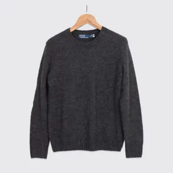 Polo Ralph Lauren Sweater Size S Dark Gray Wool Alpaca Blend Suede Patches