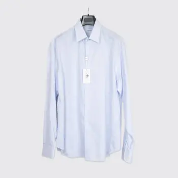 Armani Collezioni Dress Shirt Size 17.5 (44cm) Tall Blue White Stripe Cotton