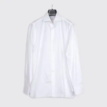 100 Hands Dress Shirt Size 16 White Midweight Cotton Twill Barrel Cuff