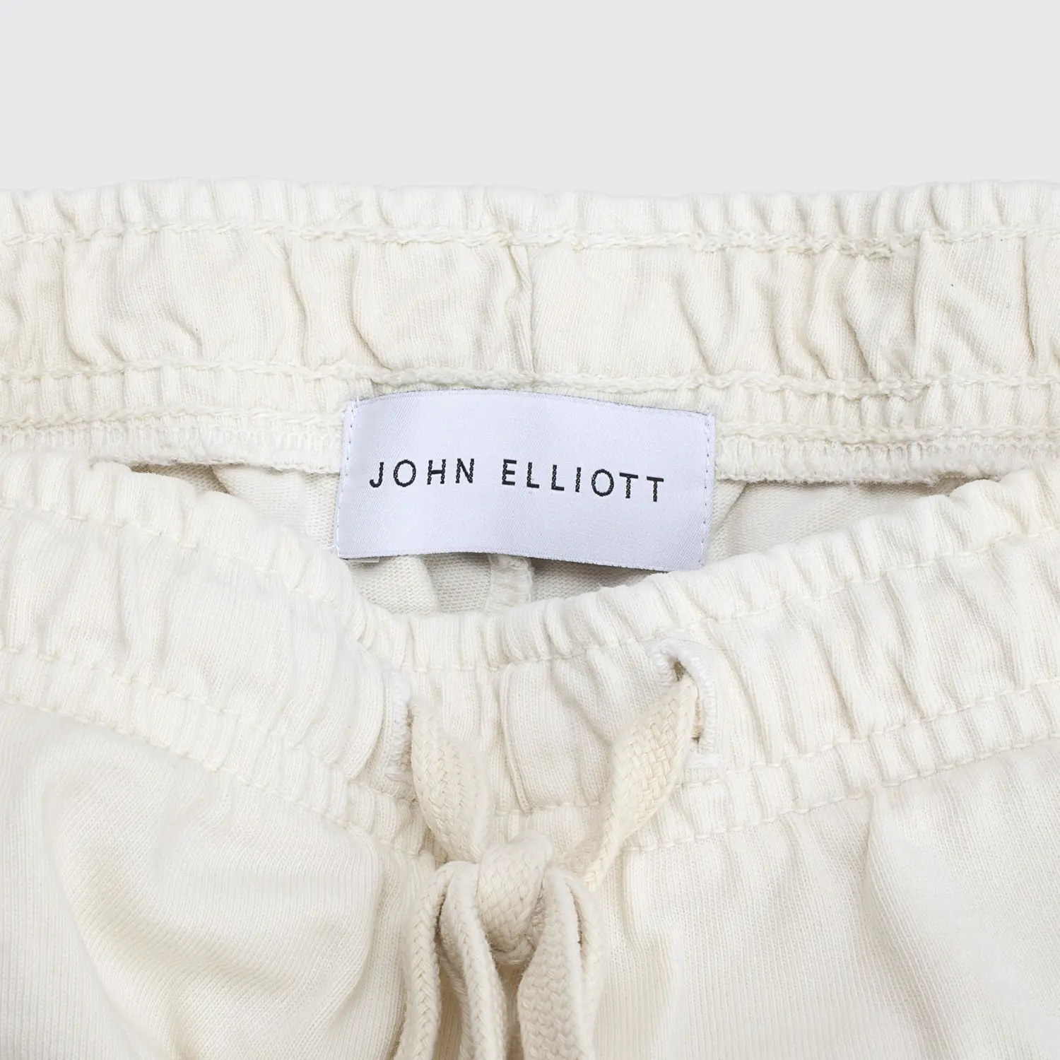 John Elliott Shorts Size M Solid Cream White Cotton Drawstring Made in U.S.A.