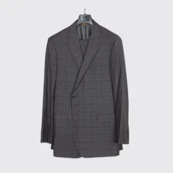 Hickey Freeman Suit Size 48L Dark Gray Check Worsted Wool Beacon Made in U.S.A.