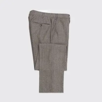 PT Torino Pants Size EU48 Slim Fit Tonal Brown Micro Houndstooth Fleece Wool