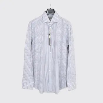 Canali Dress Shirt Size 17.5 (44cm) Tonal Gray Striped Cotton Made in Italy