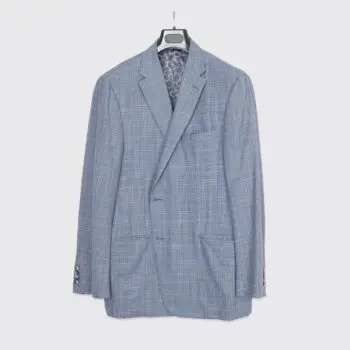 Hickey Freeman Beacon Jacket Size 44R Blue Woven Wool Silk Blend Made in U.S.A.