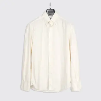 Brunello Cucinelli Shirt Size M Slim Fit Cream Cotton Corduroy Made in italy