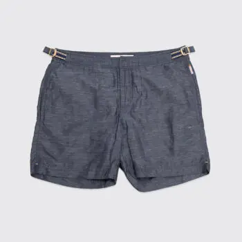 Orlebar Brown Classic Bulldog Swim Short W32 Navy Blue Poly-Linen Blend