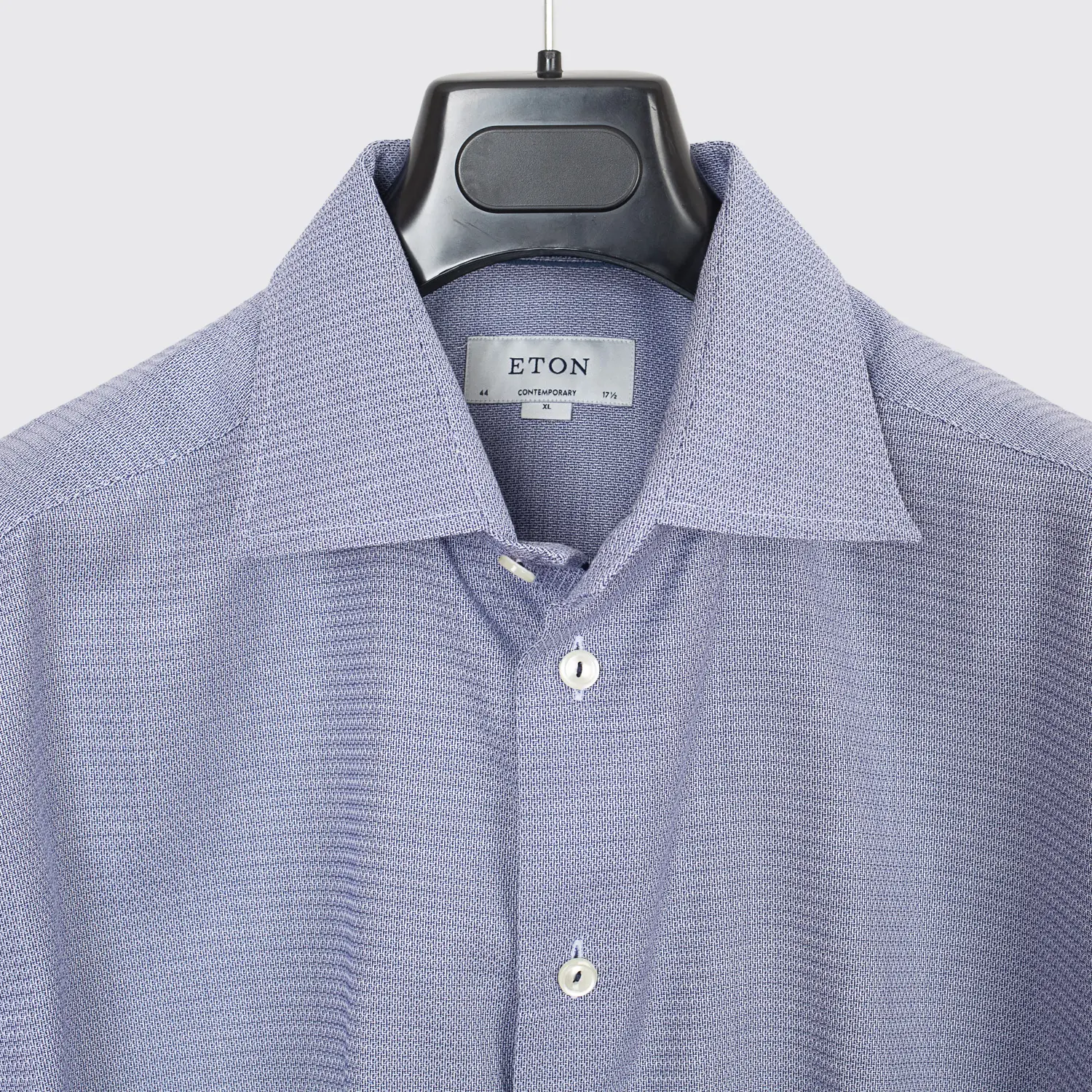 Eton Shirt Size 17.5 Contemporary Fit Blue Woven Cotton Barrel Cuff