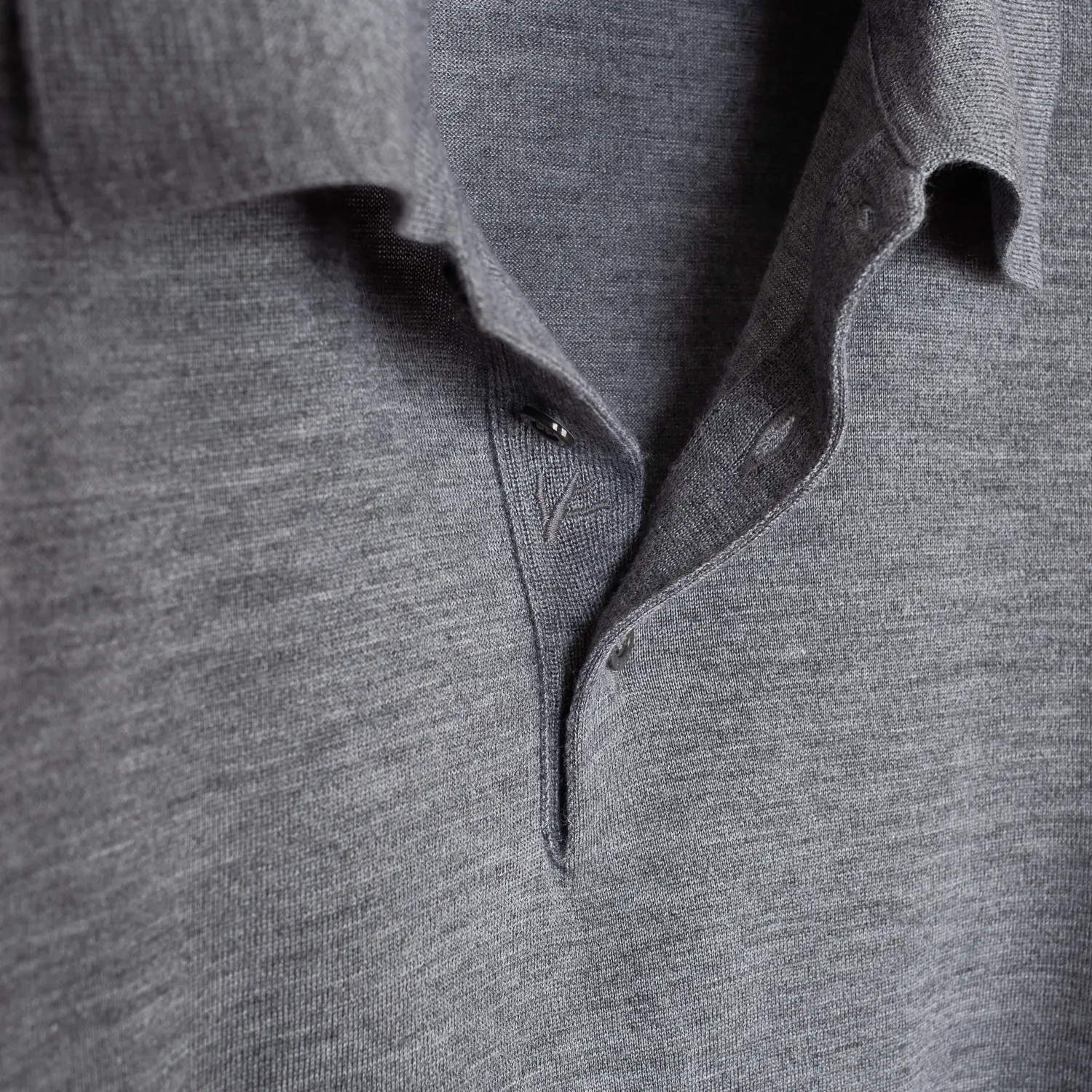 Isaia Napoli Polo Shirt Gray Soft Cashmere Silk Blend Knit Made in Italy