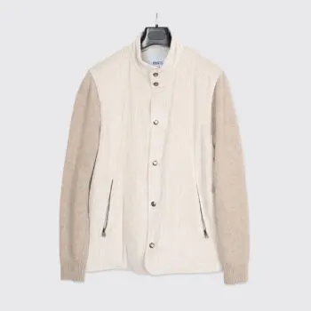 Manto Jacket Size EU52 Beige Corduroy Wool Cashmere Blend Knit Made in Italy