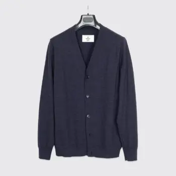 Reigning Champ Cardigan Sweater Size M Solid Navy Blue Wool Knit Ribbed Trim