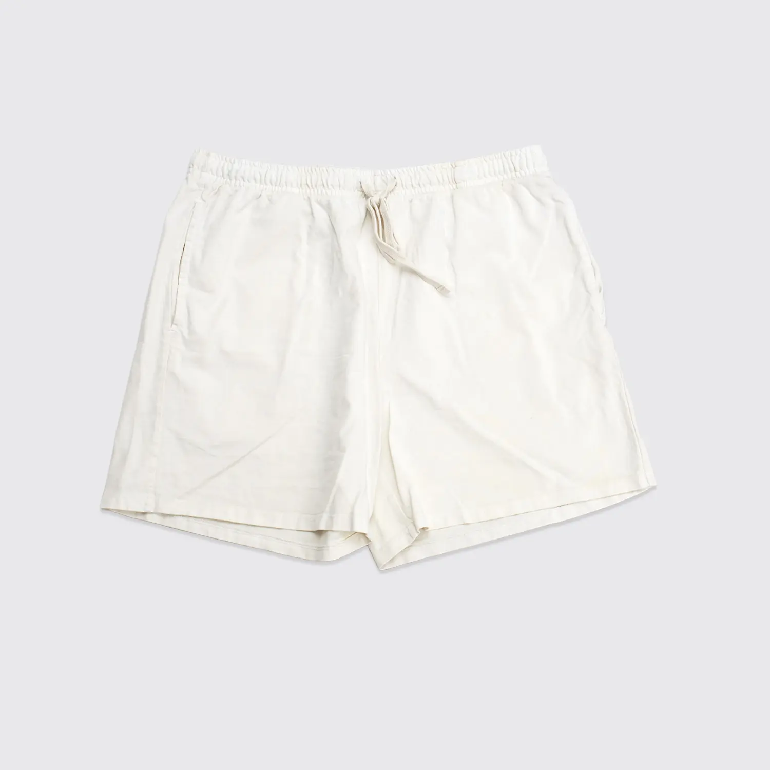 John Elliott Shorts Size M Solid Cream White Cotton Drawstring Made in U.S.A.