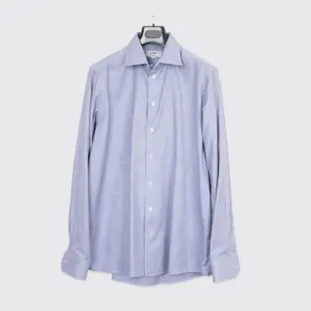 Eton Shirt Size 17.5 Contemporary Fit Blue Woven Cotton Barrel Cuff