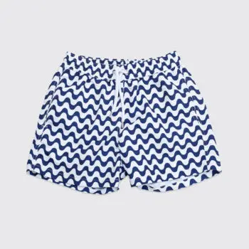 Frescobol Carioca Swim Shorts Size M White Blue Copacabana Print Trunks