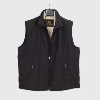 Loro Piana Quilted Vest 3XL Men Black Full Zip Storm System Mid Weight Luxury
