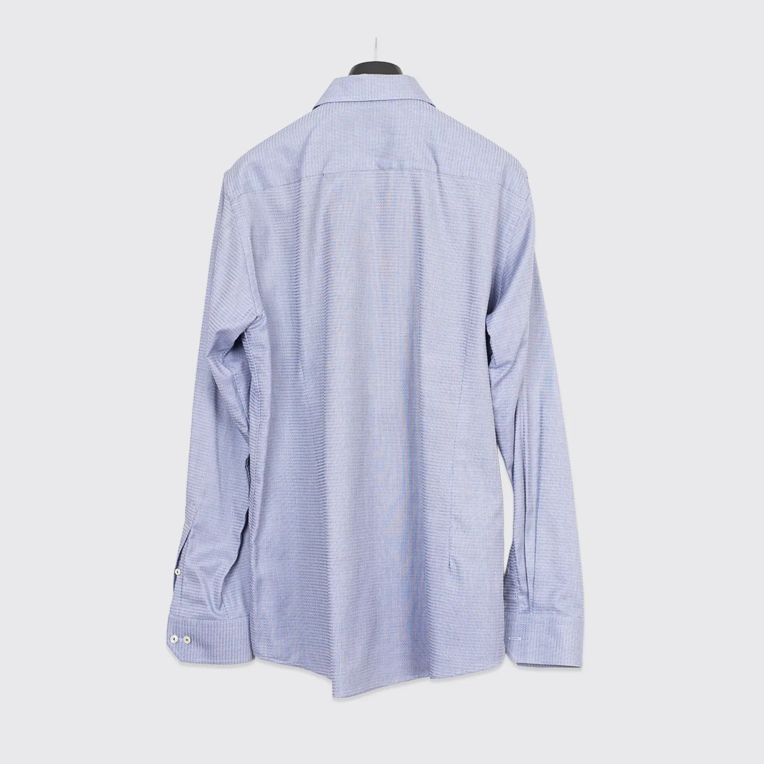 Eton Shirt Size 17.5 Contemporary Fit Blue Woven Cotton Barrel Cuff