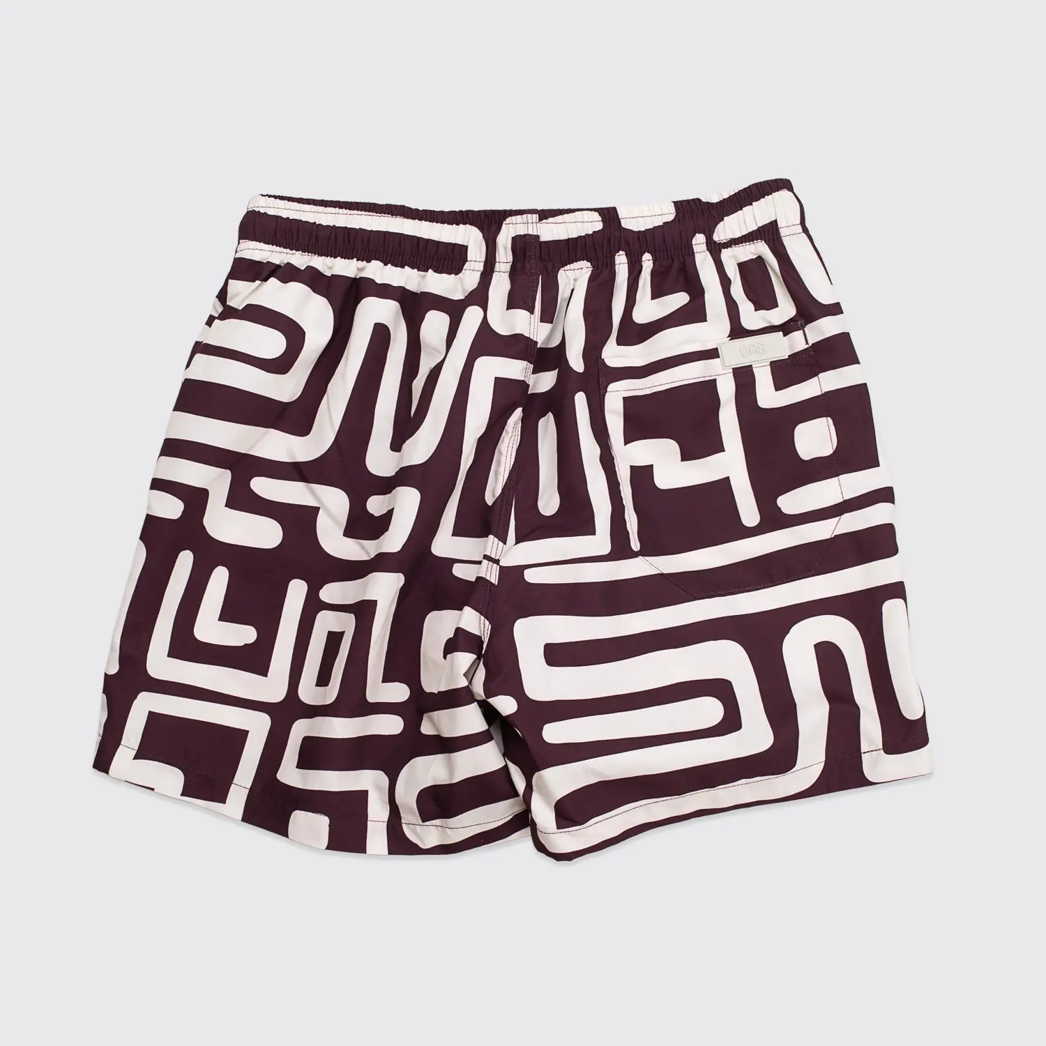 OAS Kalahara Swim Shorts Size M Brown Beige Graphic Print Lined Trunks