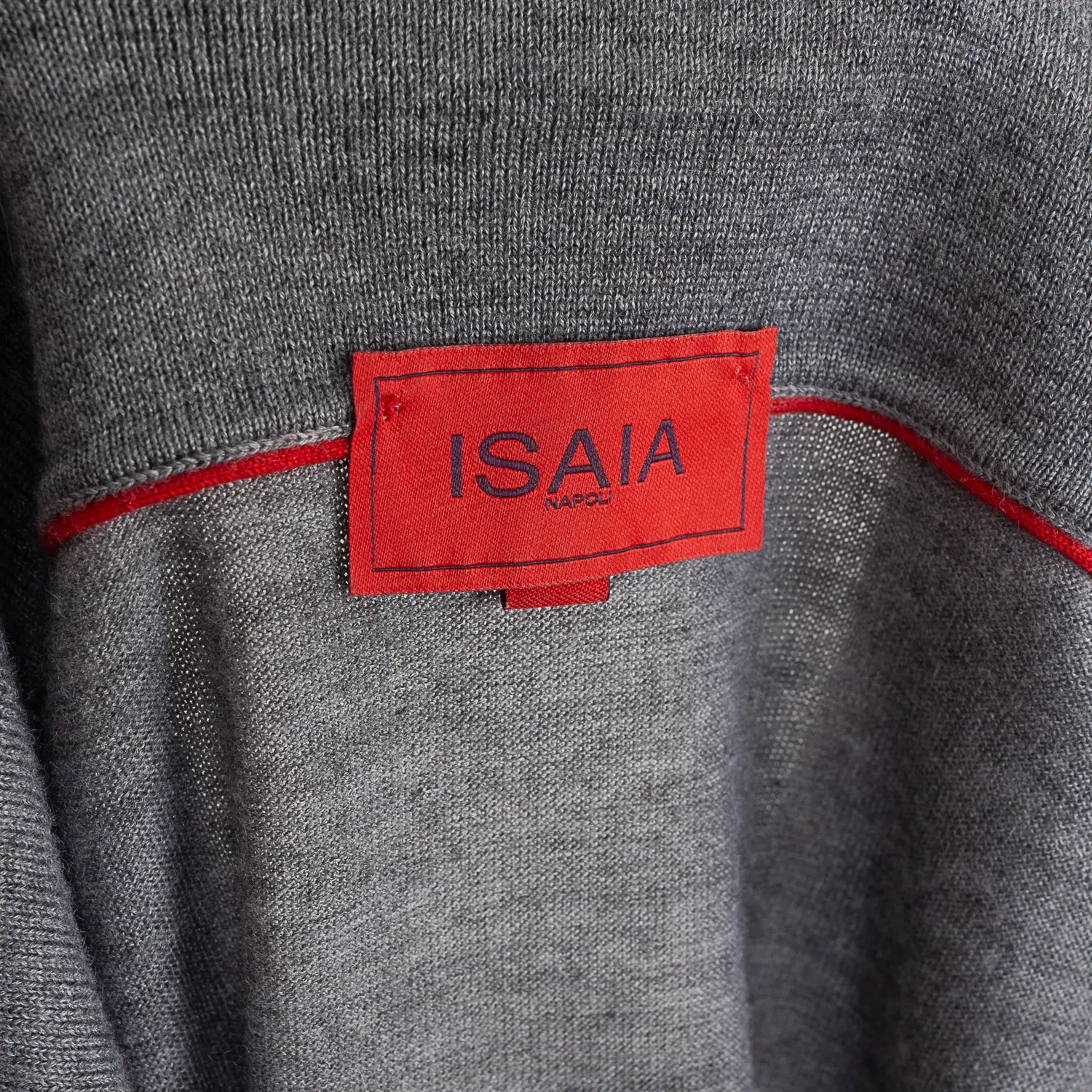 Isaia Napoli Polo Shirt Gray Soft Cashmere Silk Blend Knit Made in Italy