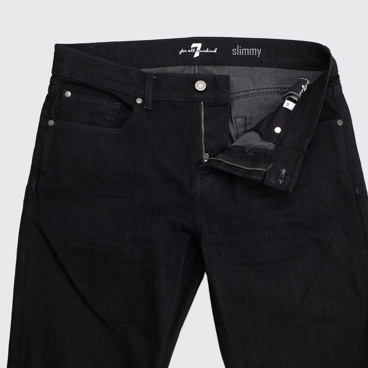 7 for All Mankind Slimmy Jeans W33 L29 Black Cotton Blend Stretch Airweft Denim