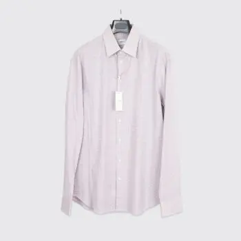 Armani Collezioni Dress Shirt Size 17 L (43cm) Light Blue Orange Check Cotton