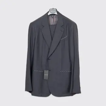 Giorgio Armani Napoli Suit Size EU56 Solid Gray Wool Two Button Made in Italy