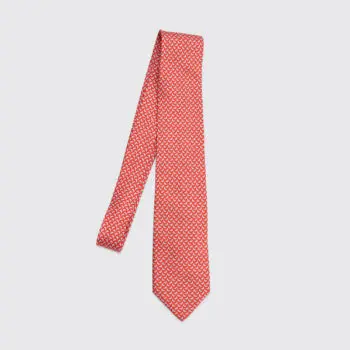 Salvatore Ferragamo Tie Red Butterfly Print Motif Silk Classic Made in Italy