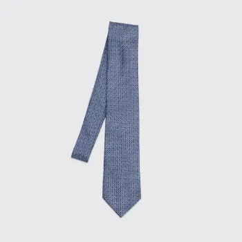 Salvatore Ferragamo Tie Navy Blue Gancini Print Silk Classic Made in Italy