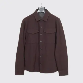Vince Shirt Jacket SIze M Dark Brown Double-Knit Cotton-Blend Pique with Pockets