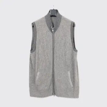 Raffi Cashmere Vest XL Men Gray Knit Full Zip Sweater with Pockets