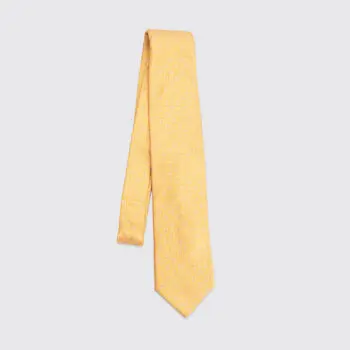 Canali Tie Metalic Yellow Beige Geometric Print Silk Classic Made in Italy