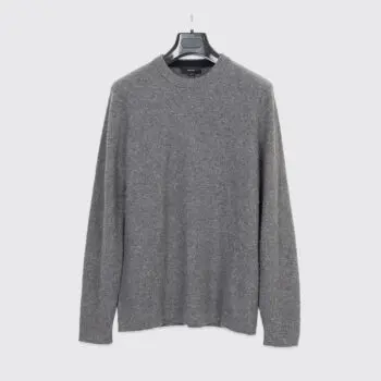 Vince Sweater Size S Men Solid Gray Plush Cashmere Knit Crewneck Ribbed Trim