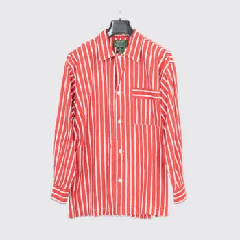 Ralph Lauren Country Pajama Shirt Size L Red White Candy Stripe Cotton Vintage