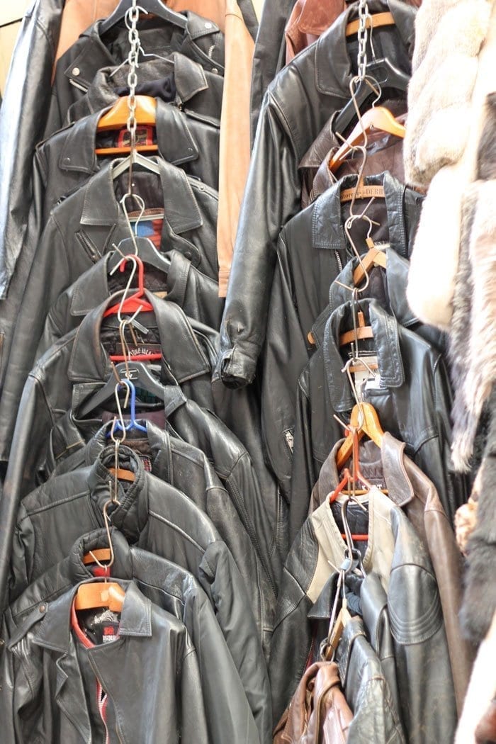 moto jackets at a Buenos Aires open market