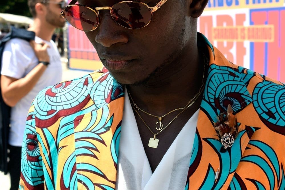 Colored Print Jacket, Sunglasses, Pitti