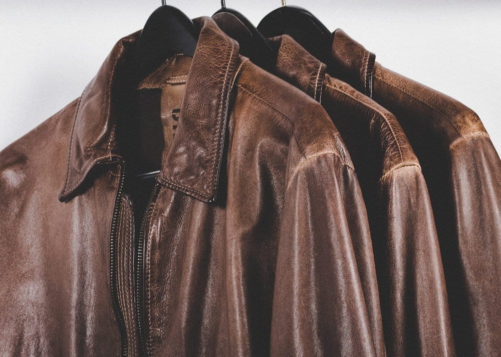 Artificially distressed leather jackets