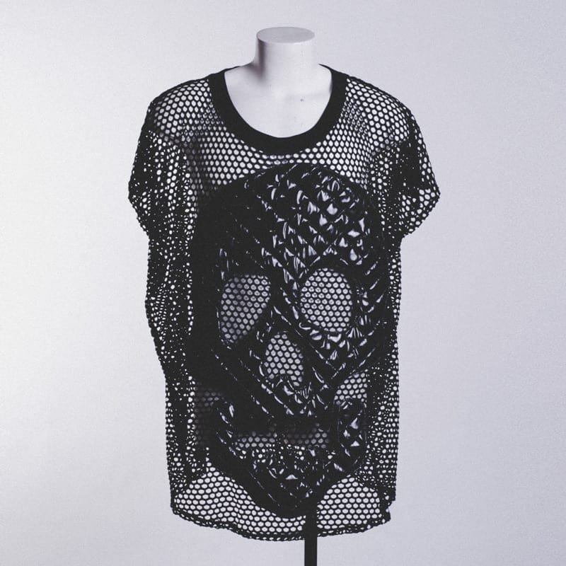 black skull tee, quilted, kitsch sleaze