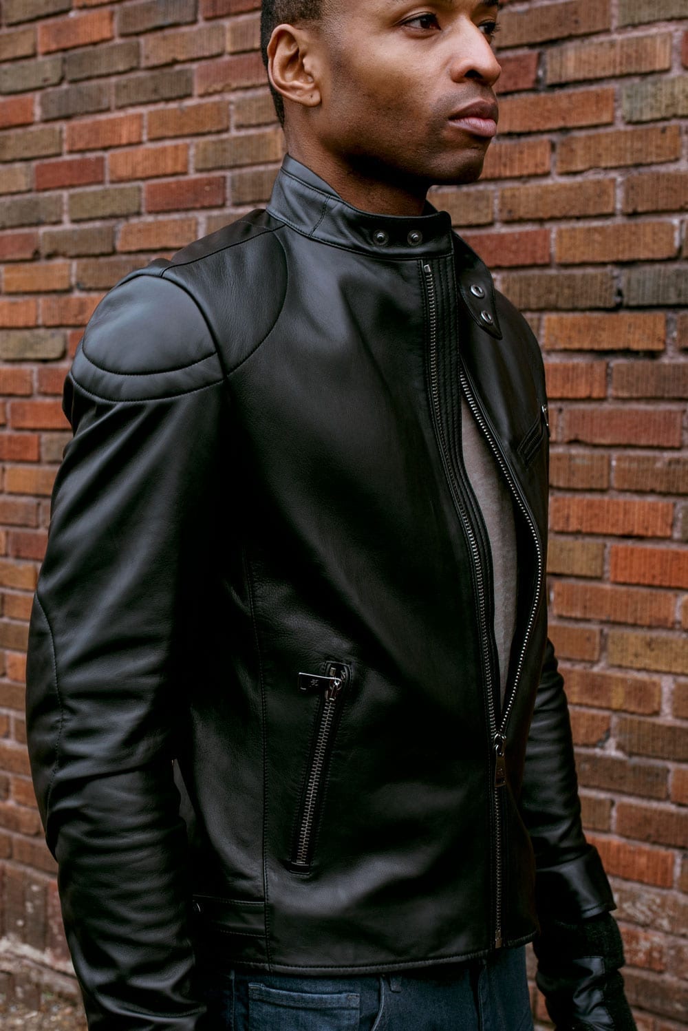 polo black leather jacket