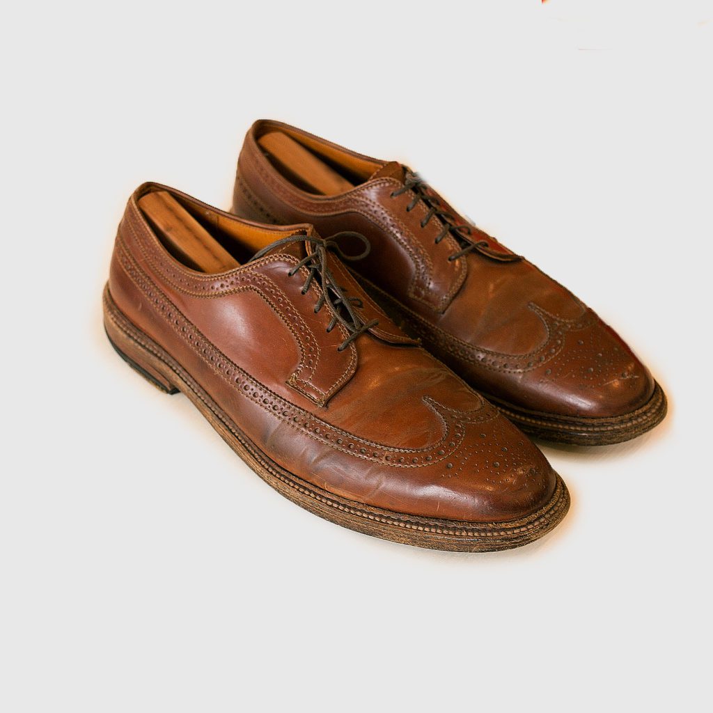 alden whiskey shell cordovan shoes, worn out