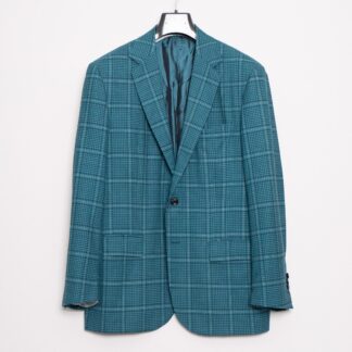 Sartorio Napoli Jacket Teal Size 42 (EU52) Wool Plaid Check Hand Made in Italy